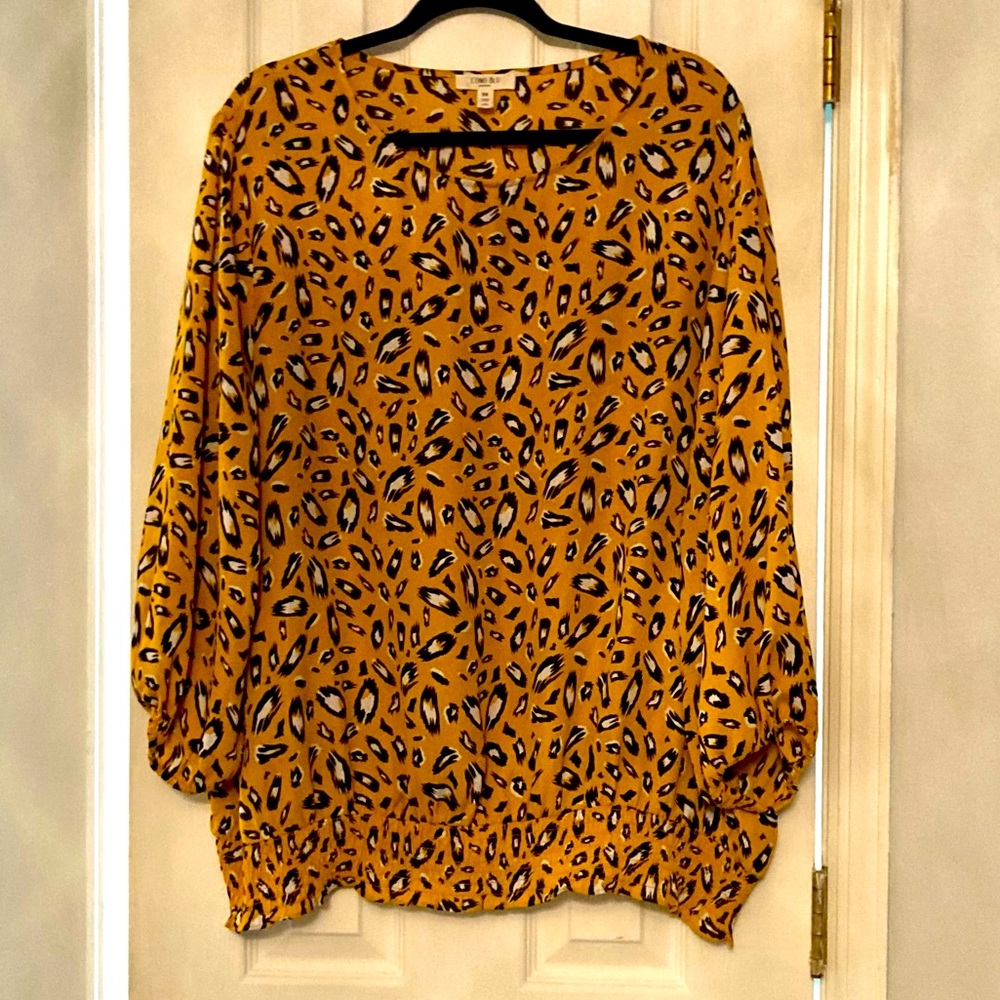 Plus size banded waist blouse